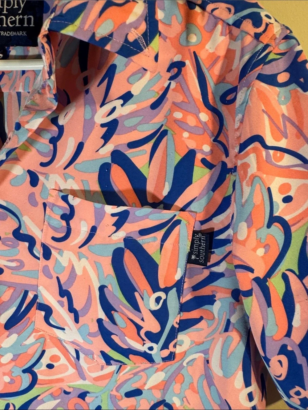 Simply Southern Men’s Pink, Blue & Purple Tropical Print Polo
